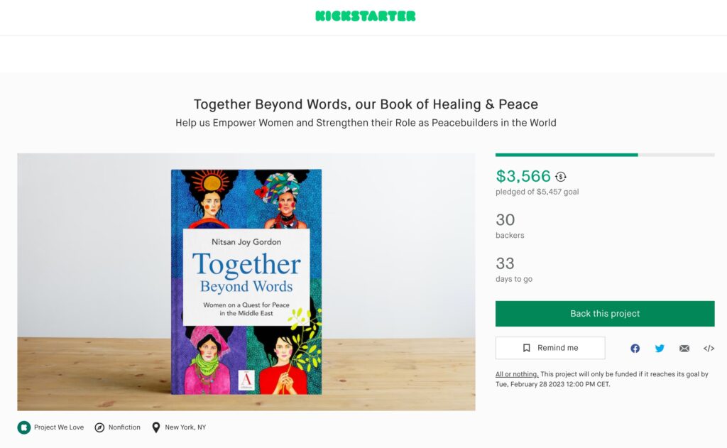 Together Beyond Words, our Book of Healing & Peace is on Kickstarter. Help us Empower Women and Strengthen their Role as Peacebuilders in the World.